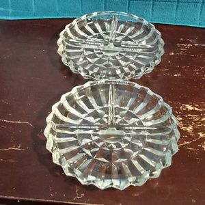 Two three part relish Crystal dishes